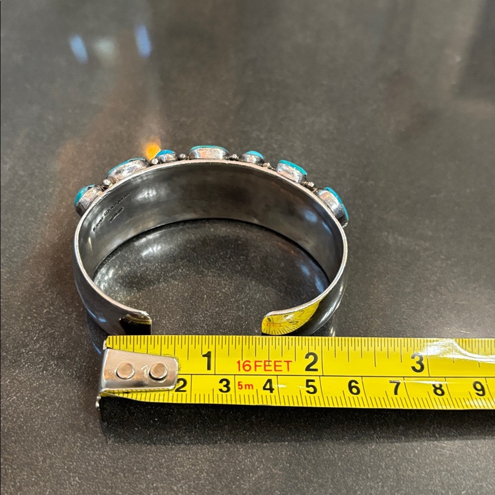 Thompson Turquoise Blue Cluster Cuff Bracelet - Picture 13 of 17